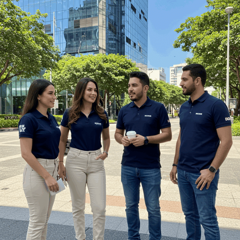 Equipe vestindo uniformes profissionais da Névoa, empresa de Brasília