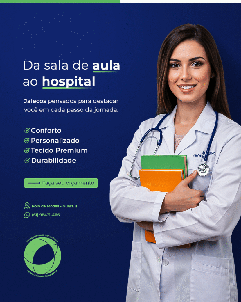 Jaleco profissional para área da saúde - Névoa Uniformes Brasília